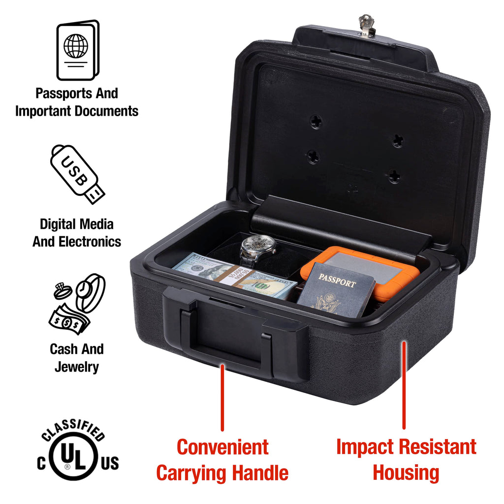 Black Fireproof Money Safe with Key Lock R209991