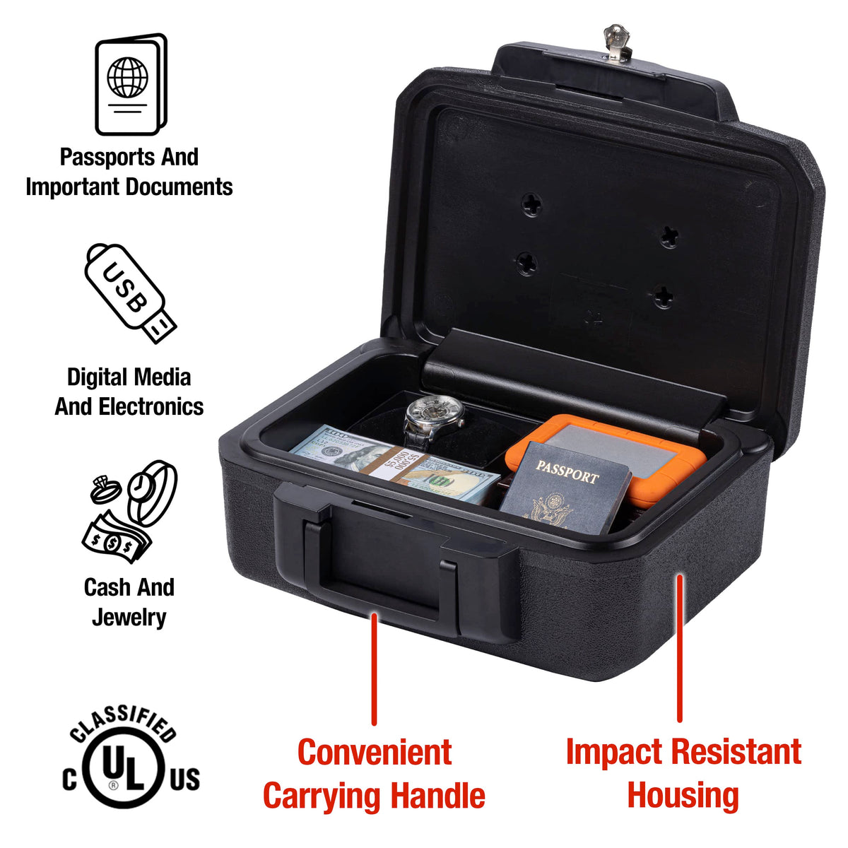 Black Fireproof Money Safe with Key Lock R209991