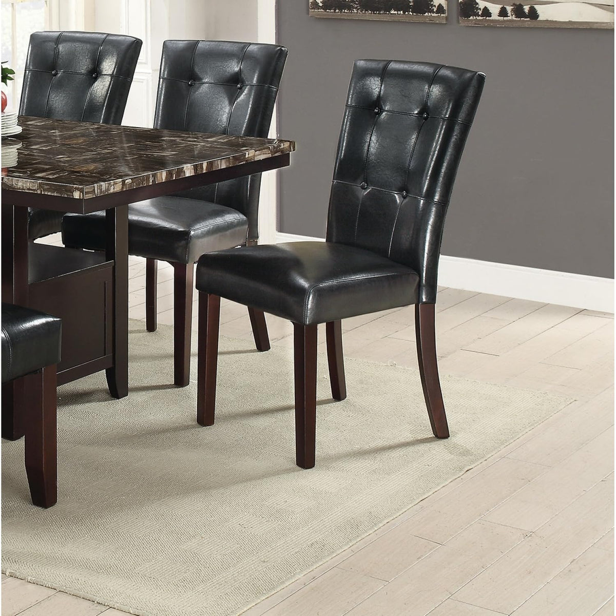 Black Faux Leather Parson Chairs Set of 2 M638