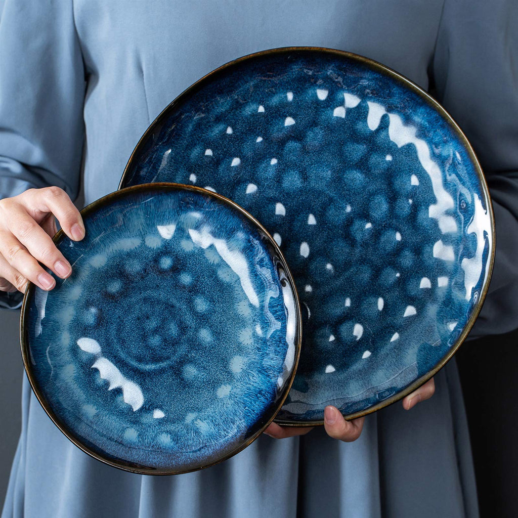 Blue 12-Piece Ceramic Stoneware Dinner Set A938353