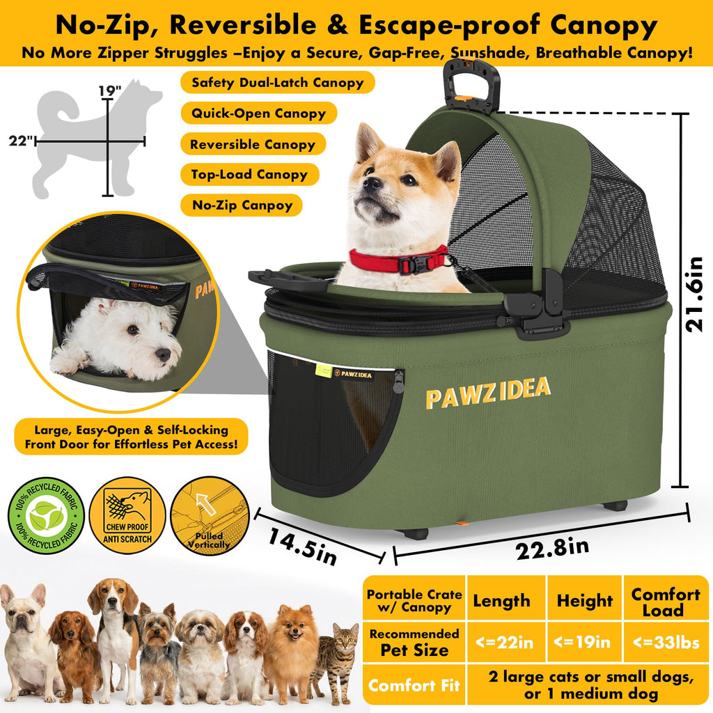 Foldable Pet Stroller with Detachable Carrier E188057