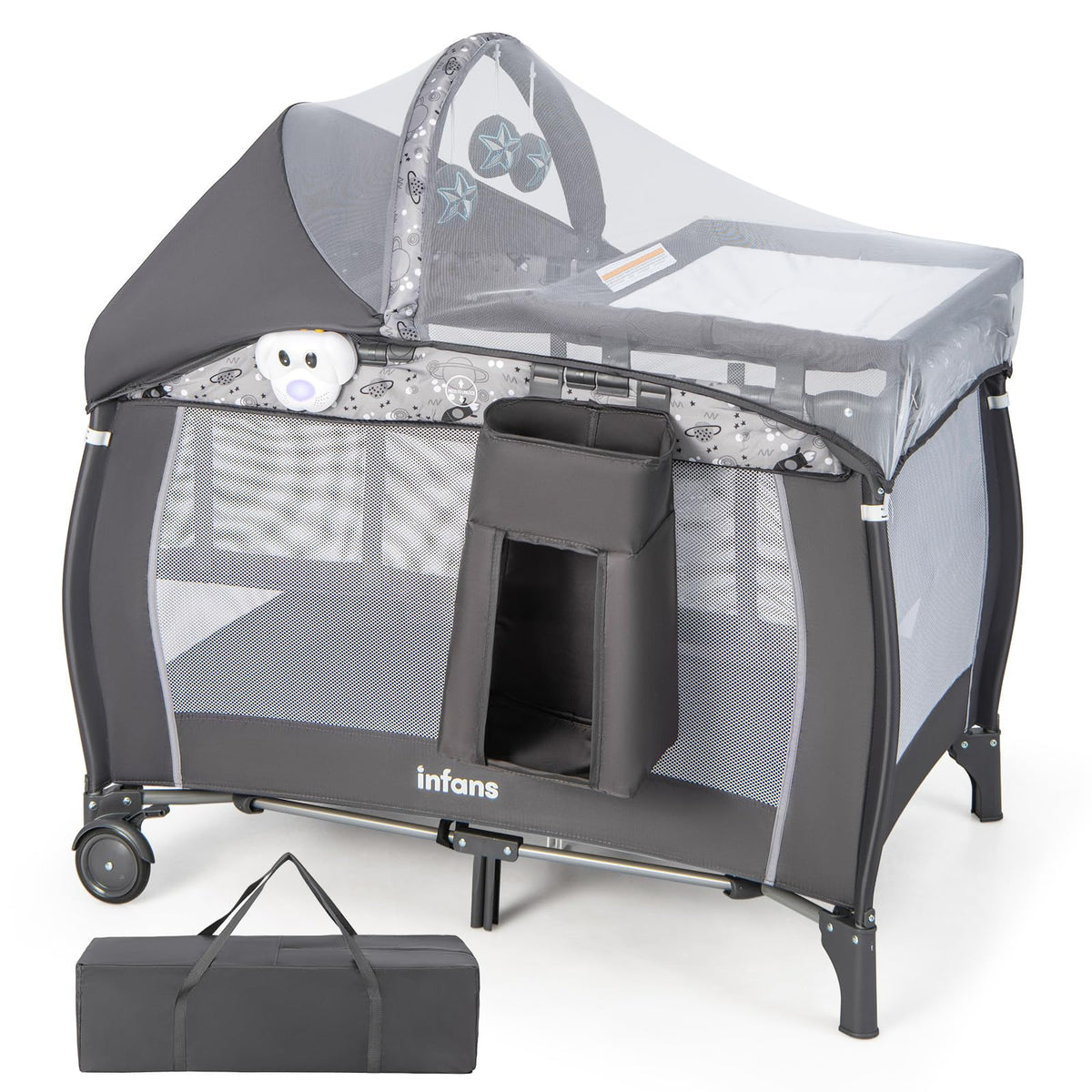4 in 1 Pack and Play with Bassinet, Changing Table, Storage Basket B80249