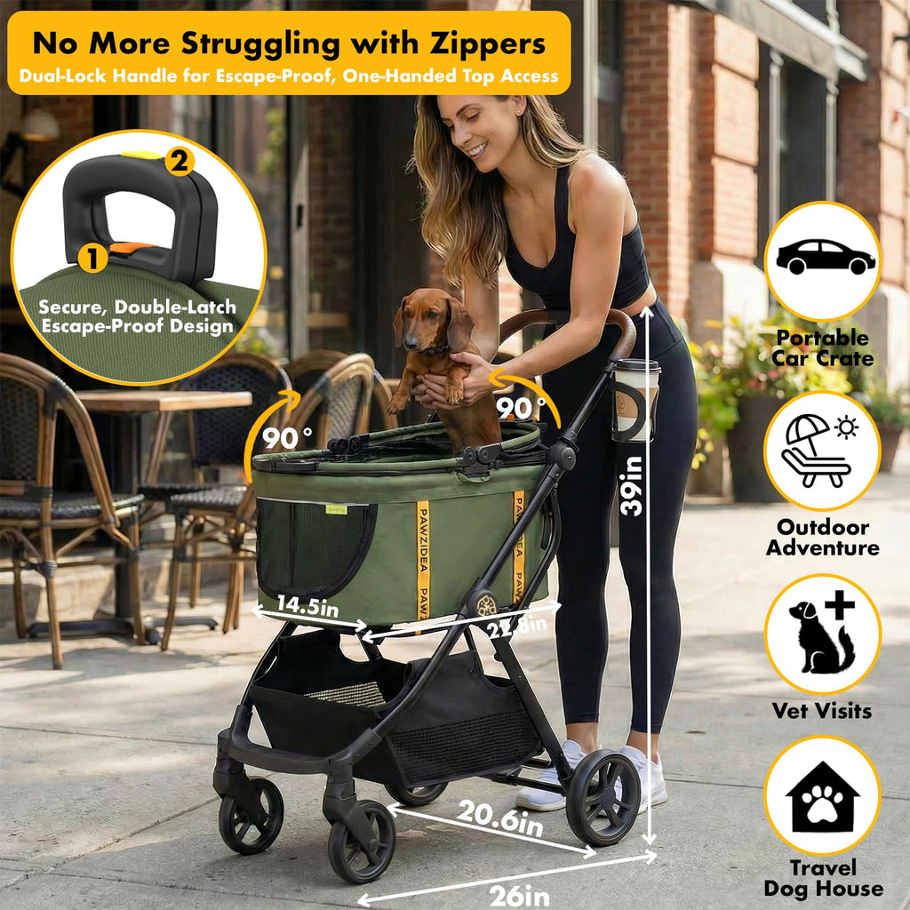 Foldable Pet Stroller with Detachable Carrier E188057
