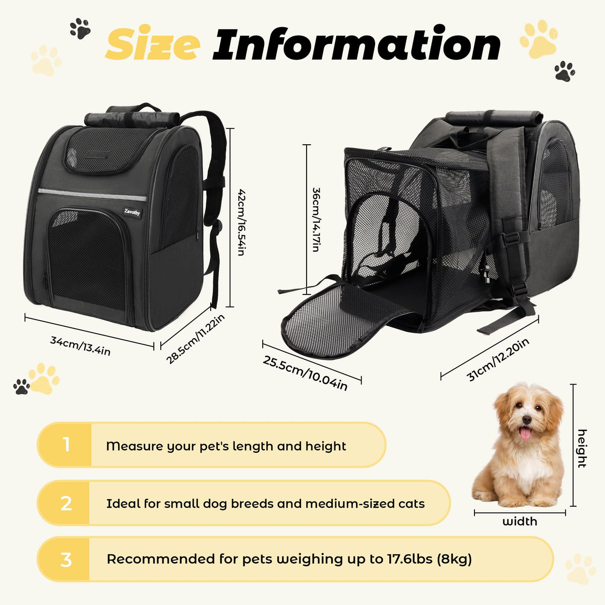 Expandable Airline Approved Cat Backpack Carrier with Breathable Mesh C255