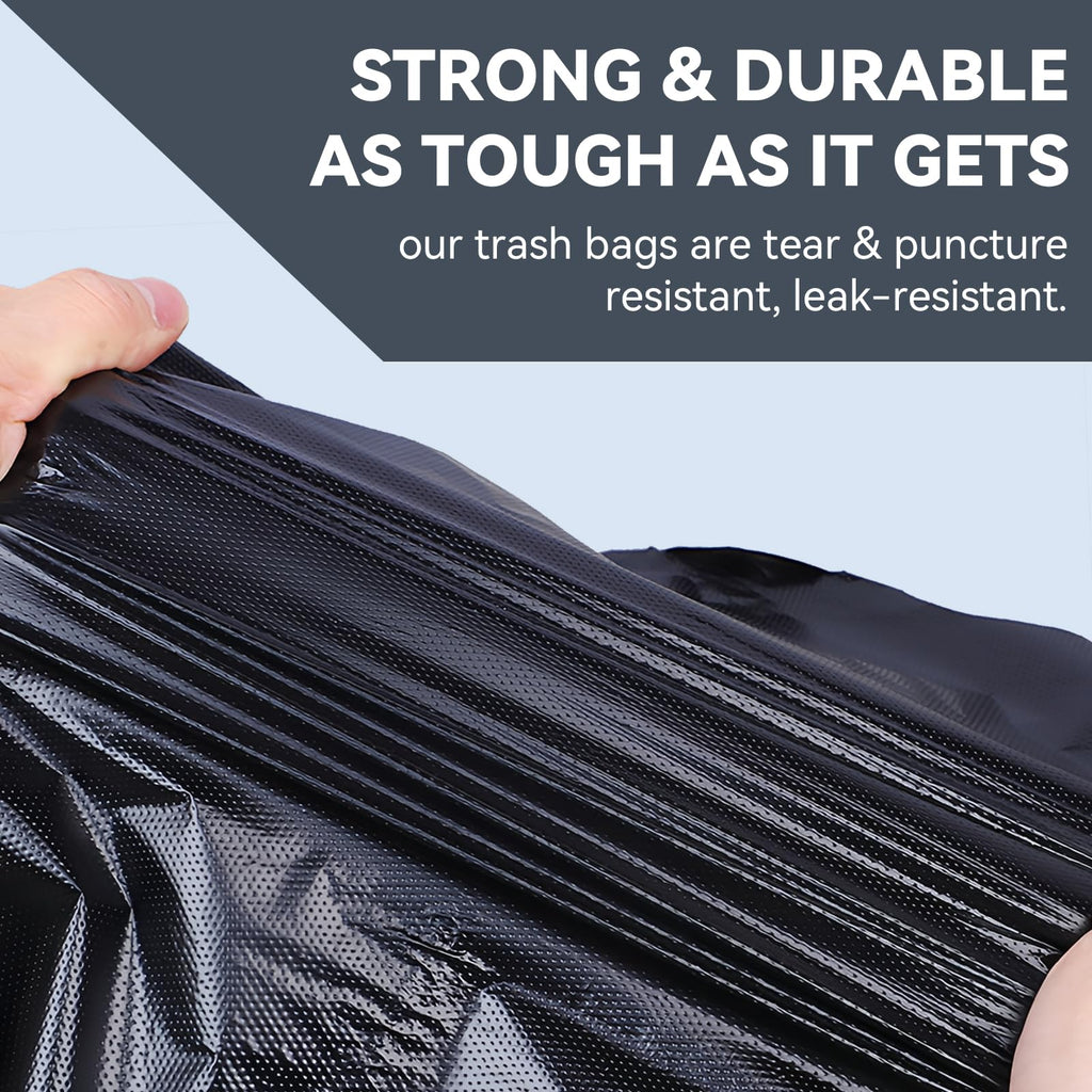 45 Gallon Heavy Duty Black Plastic Trash Bags 50 Count E336