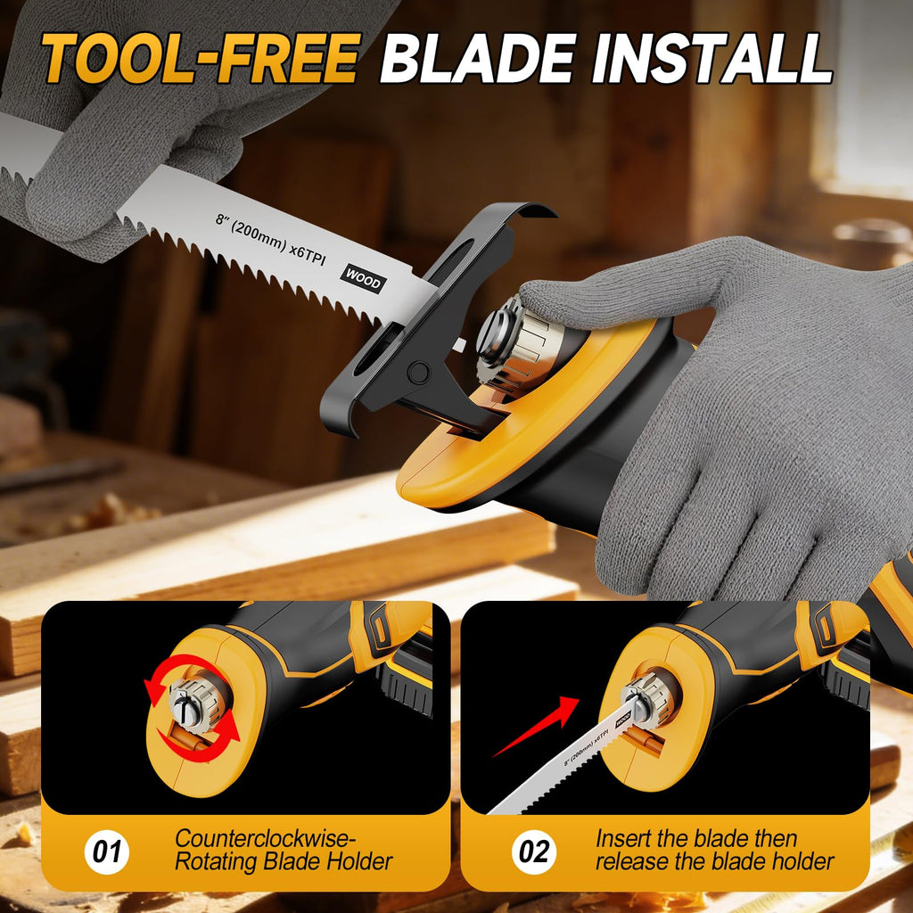 Cordless Brushless Reciprocating Saw with 8 Blades F240850