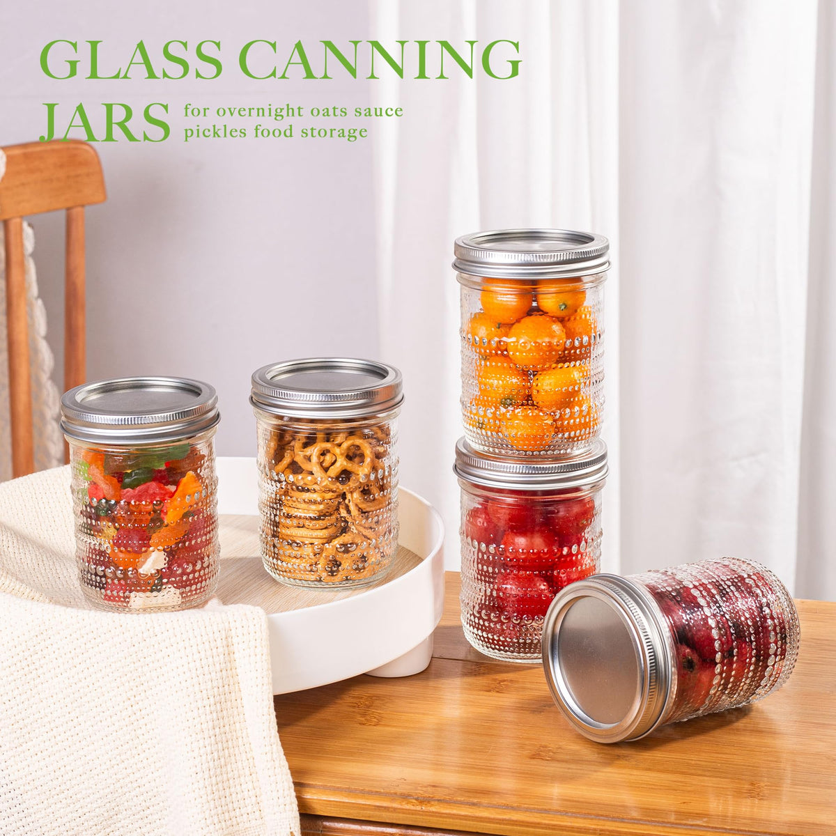 16 Oz Wide Mouth Glass Mason Jars 6 Packs K693