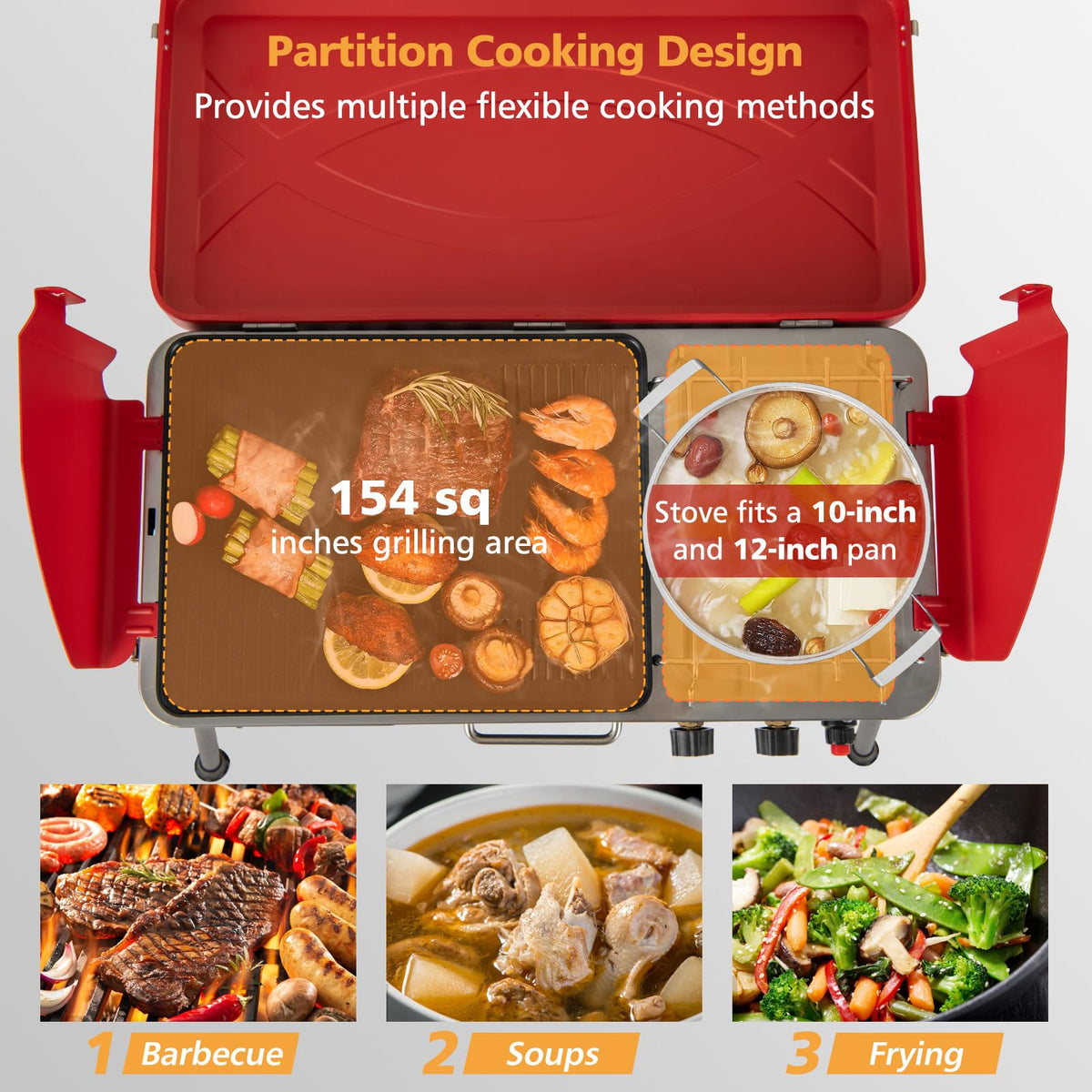 2-Burner Portable Gas Camping Stove with Detachable Legs R363
