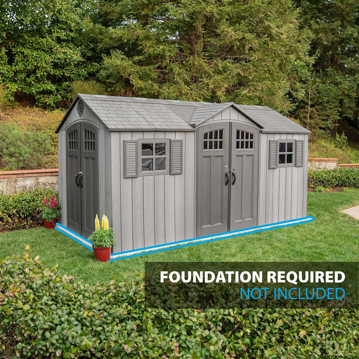 15 ft x 8 ft Gray Resin Outdoor Storage Shed P9713