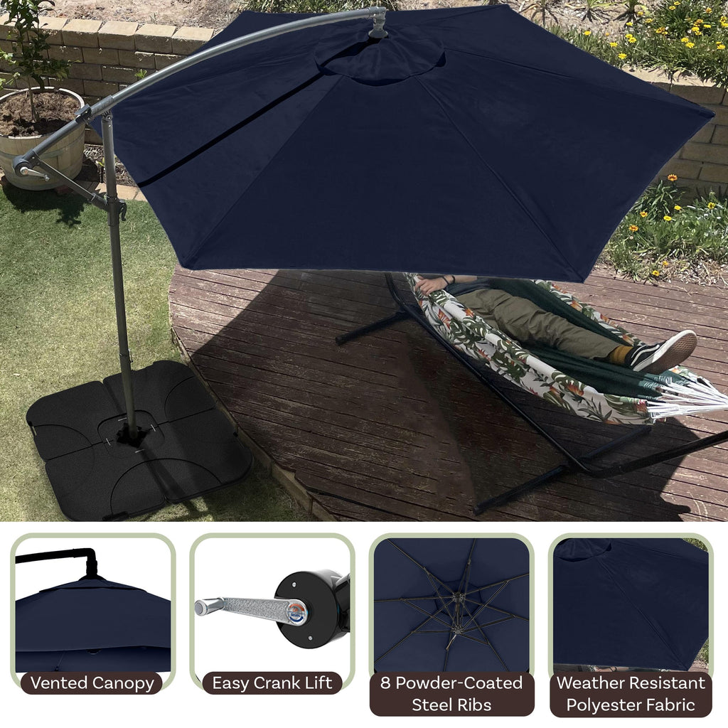 10 Ft Offset Cantilever Patio Umbrella with Cross Base T781