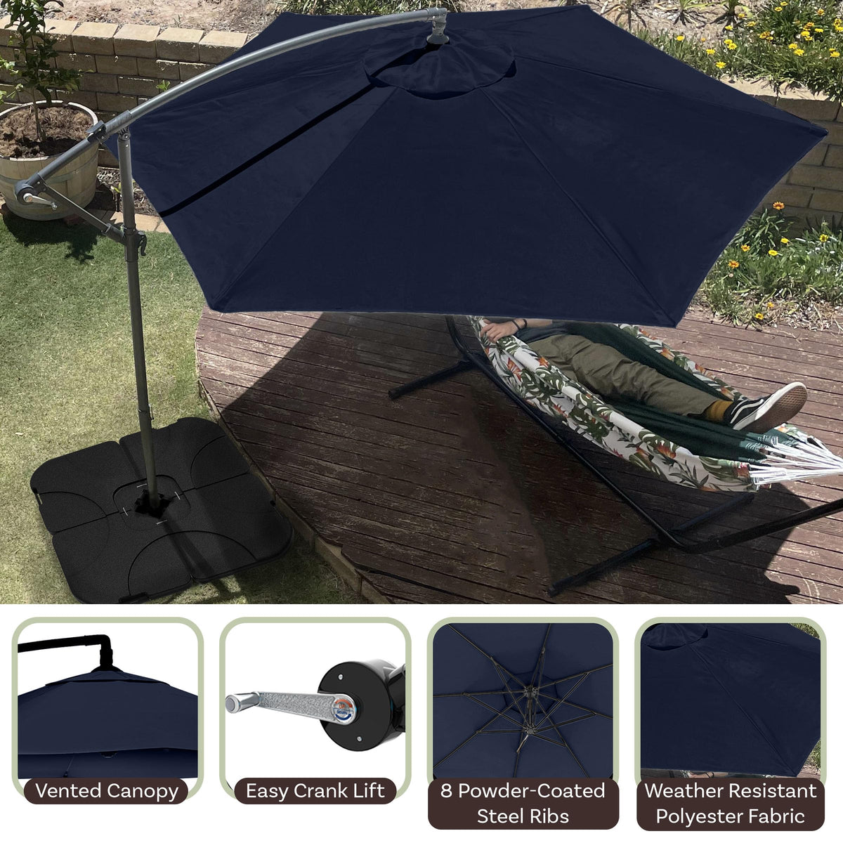10 Ft Offset Cantilever Patio Umbrella with Cross Base T781