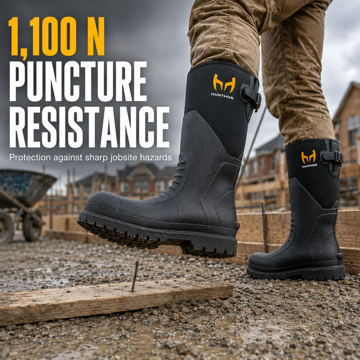 Steel Toe Rubber Work Boots with Steel Shank U62882