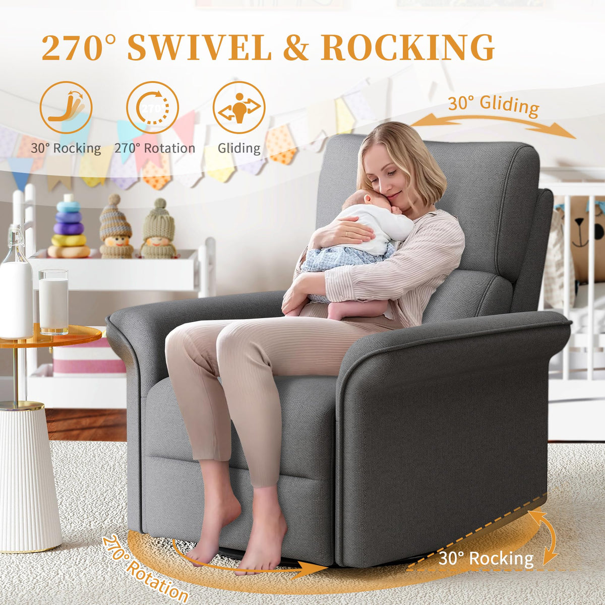 Power Swivel Rocker Recliner Chair Velvet V738