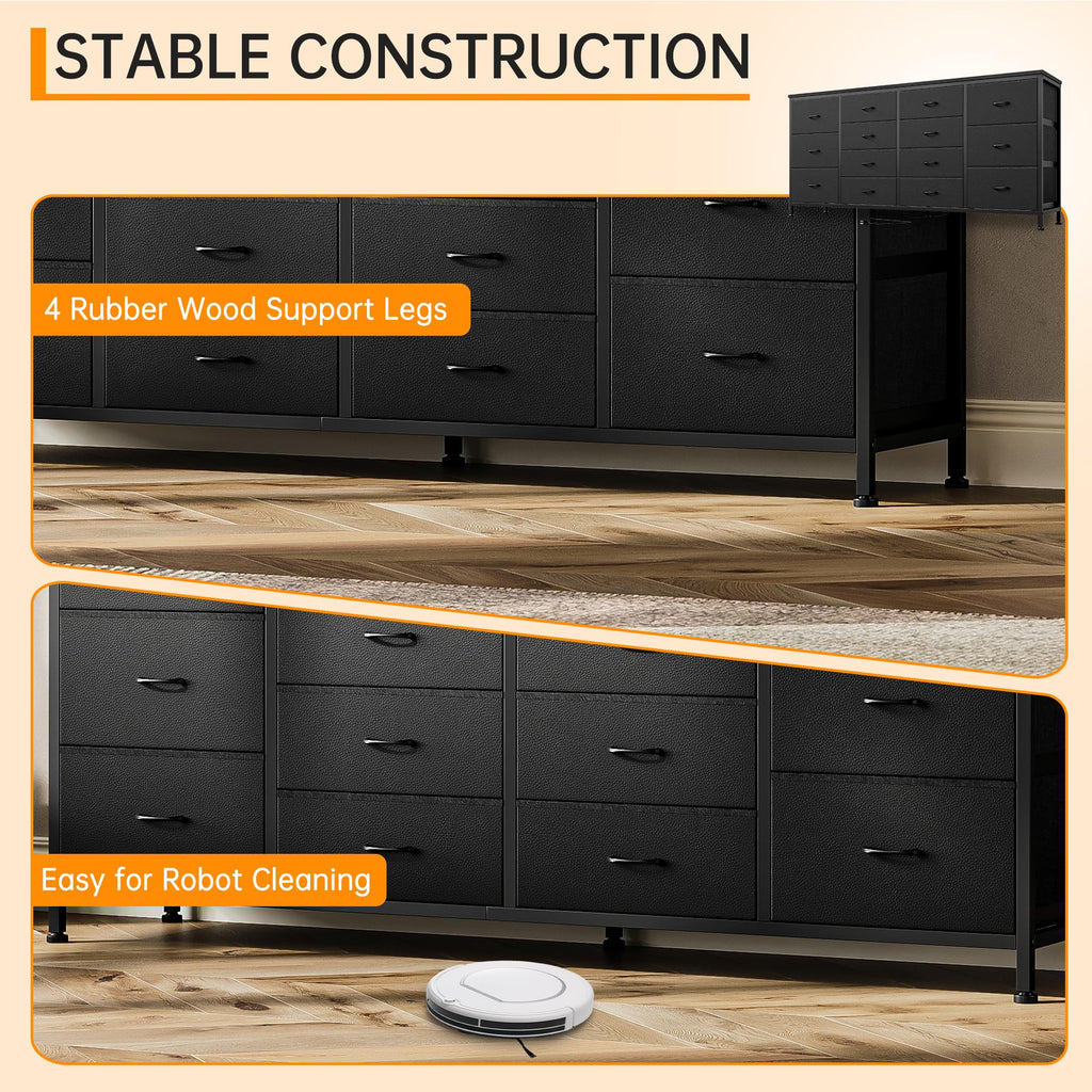 63 Inch Dresser with 14 Fabric Drawers U85330