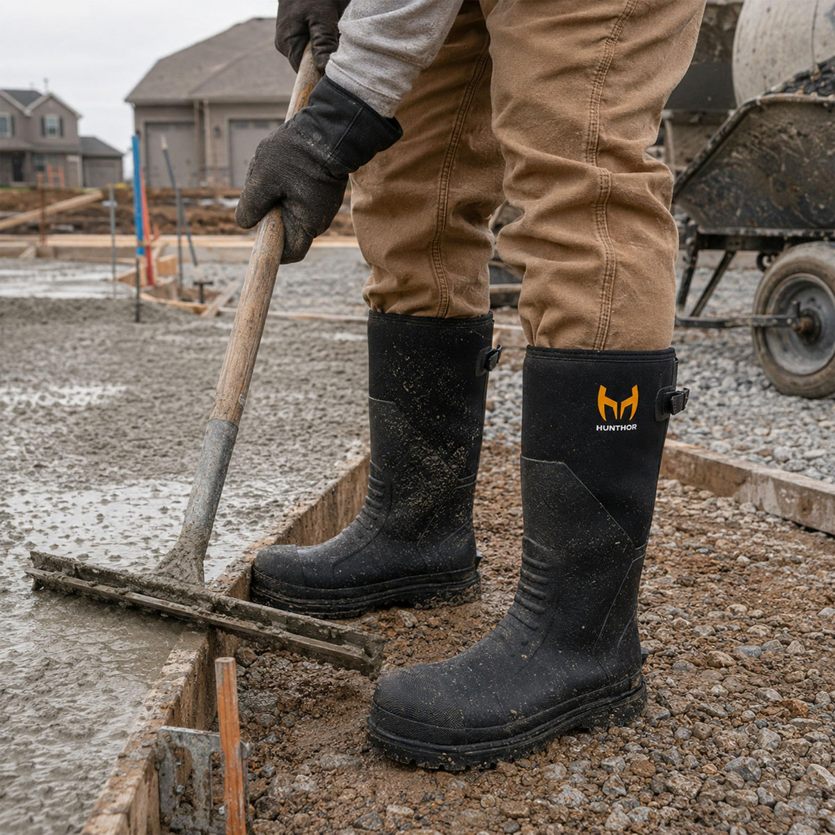 Steel Toe Rubber Work Boots with Steel Shank U62882