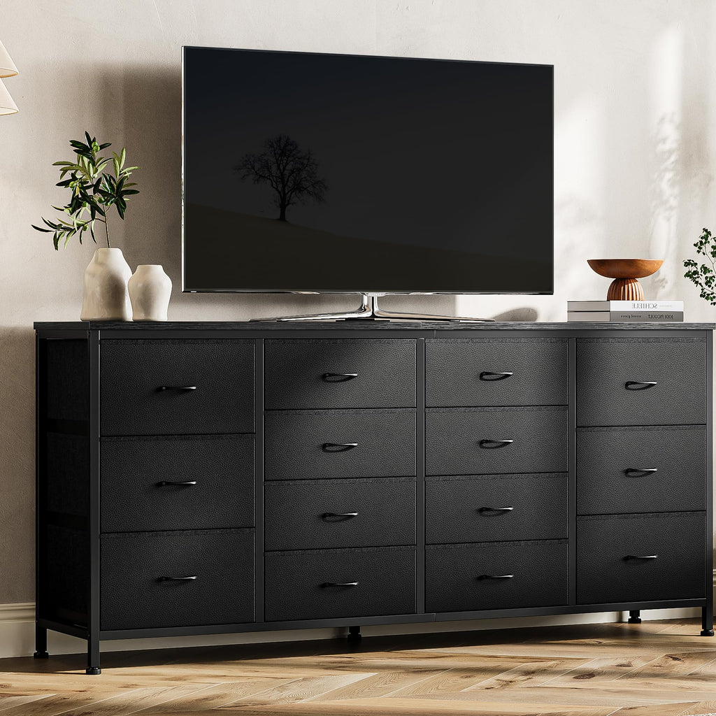 63 Inch Dresser with 14 Fabric Drawers U85330