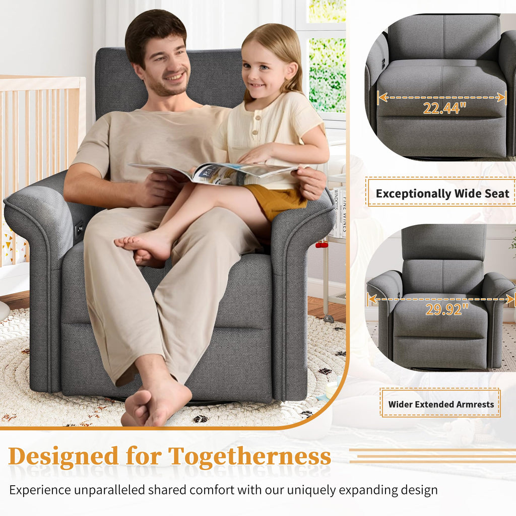 Power Swivel Rocker Recliner Chair Velvet V738