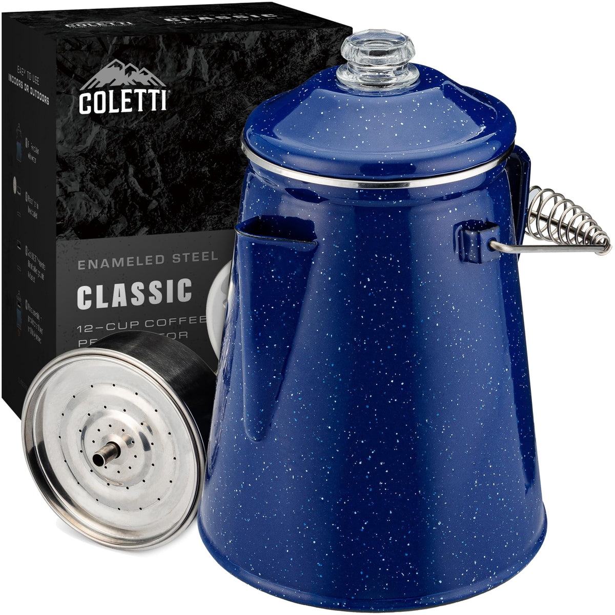Blue Enamel 12 Cup Percolator Coffee Pot P5338