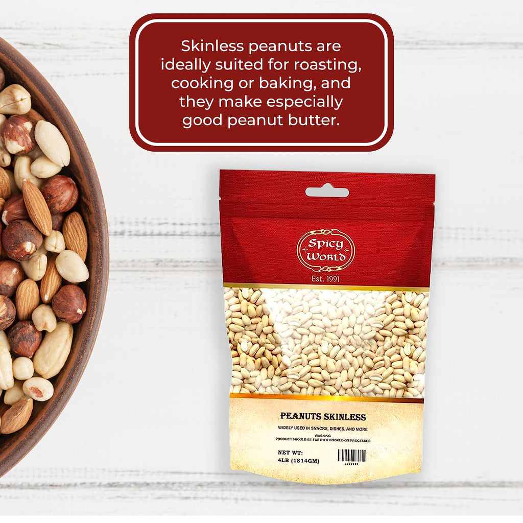Blanched Raw Unsalted Skinless Peanuts 4 Pound E891