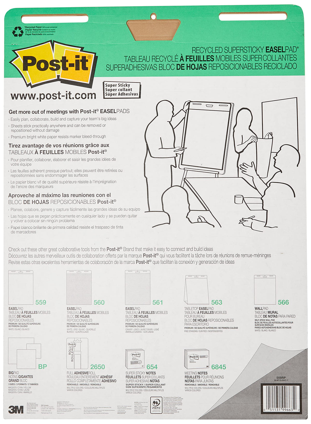 Self-Stick Easel Pad, 25 x 30 Inches, 30 Sheets, White S71818
