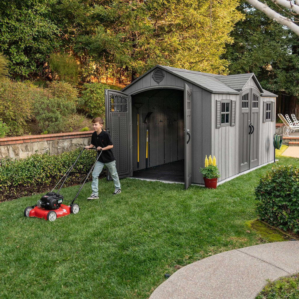 15 ft x 8 ft Gray Resin Outdoor Storage Shed P9713